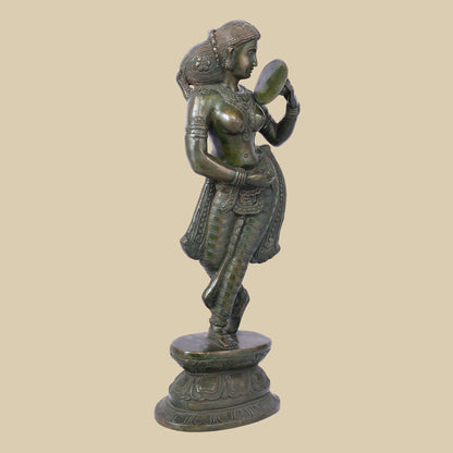 Heritage Brass Woman Figure Sculpture with Mirror