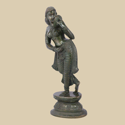 Heritage Brass Woman Figure Sculpture with Mirror