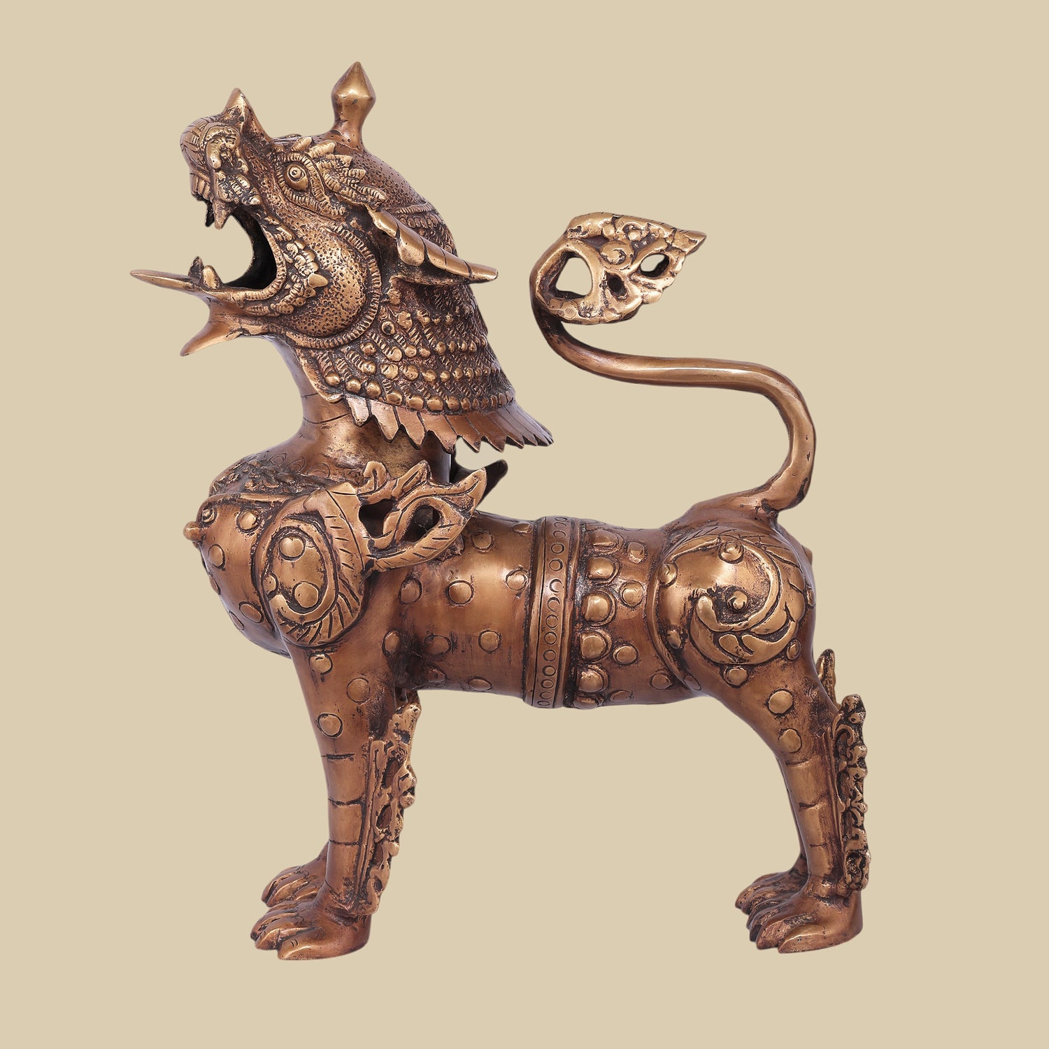 Regal Guardian Brass Lion Sculpture
