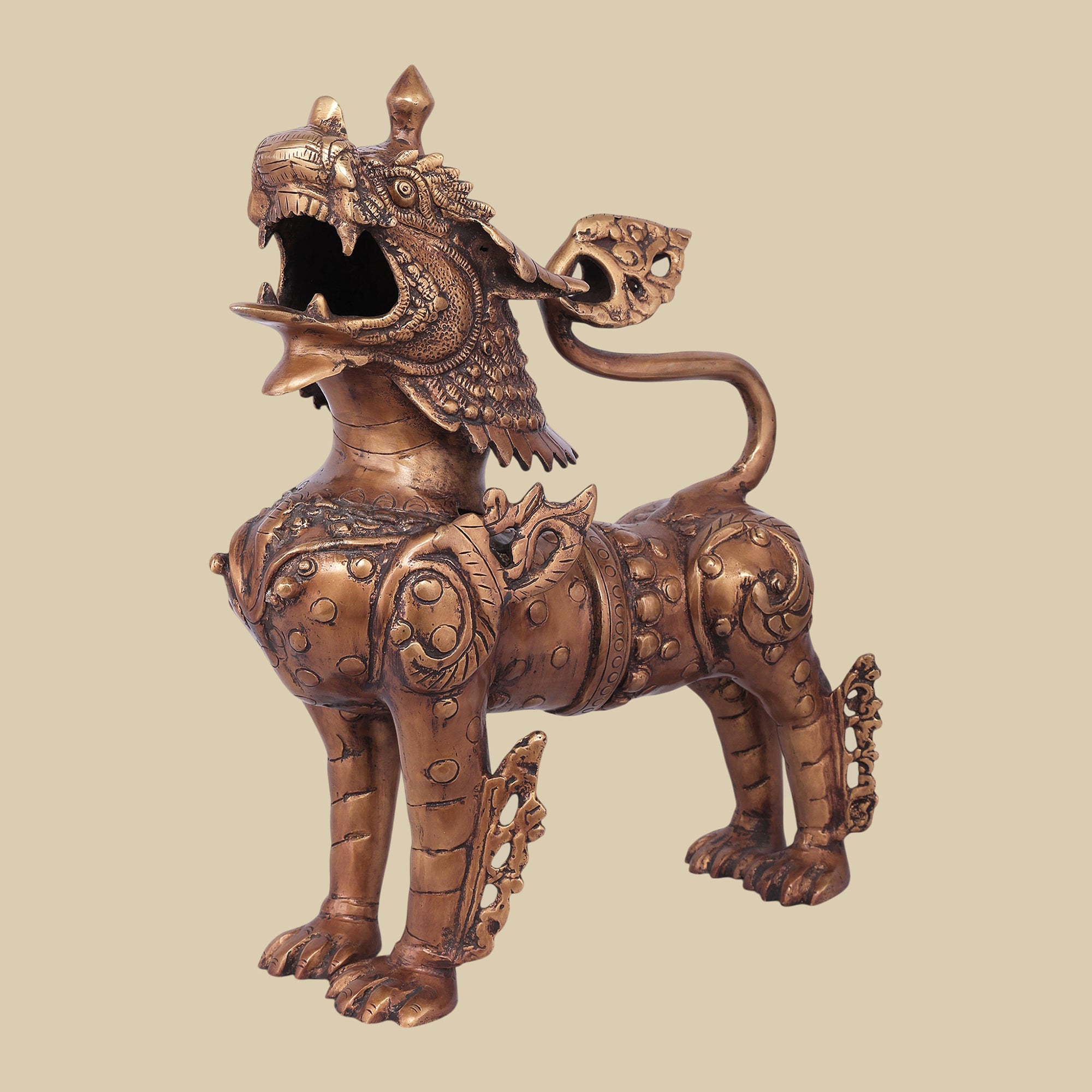 Regal Guardian Brass Lion Sculpture