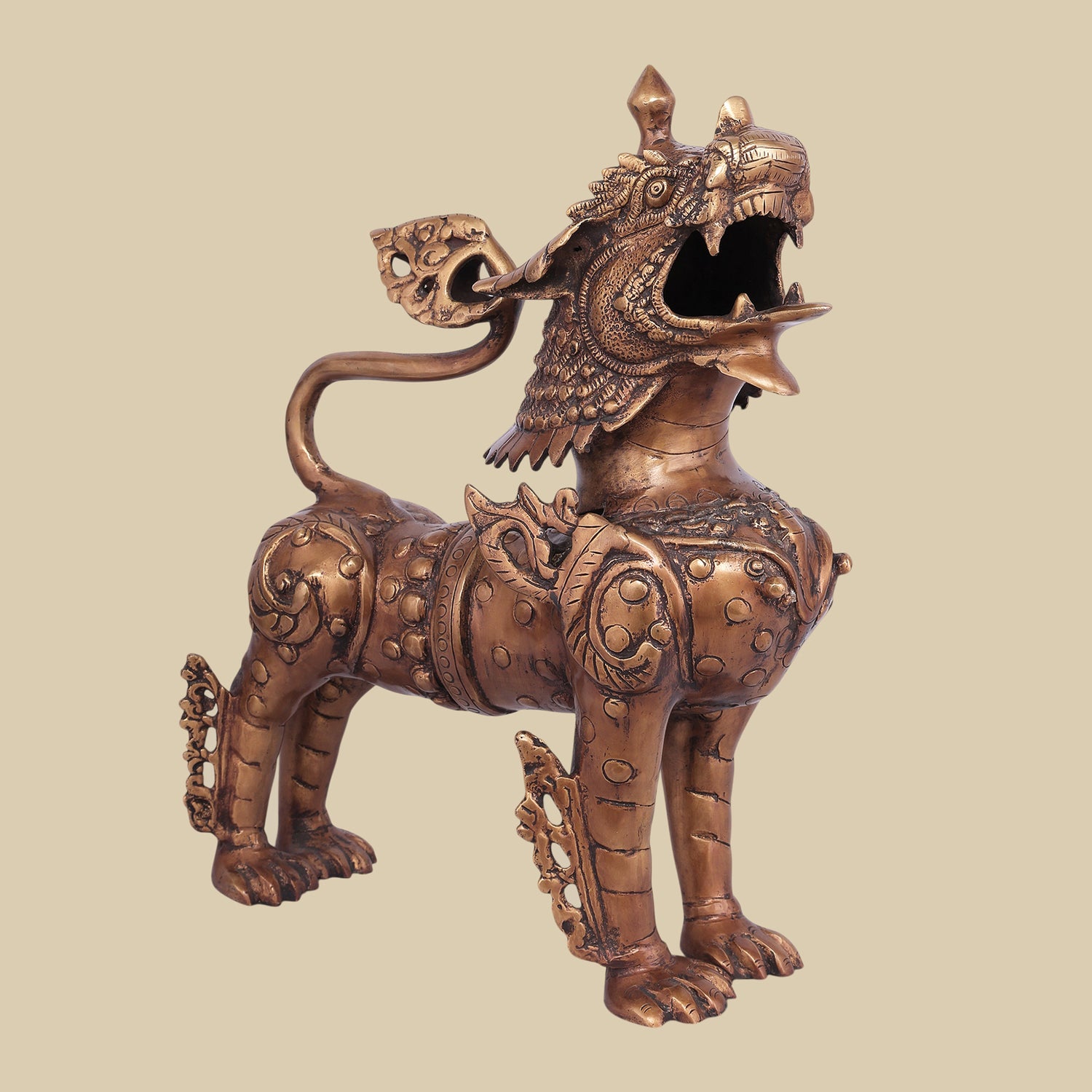 Regal Guardian Brass Lion Sculpture