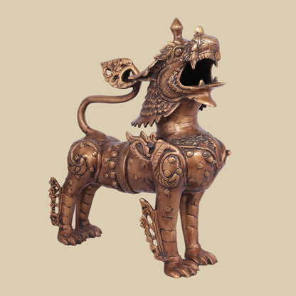 Regal Guardian Brass Lion Sculpture
