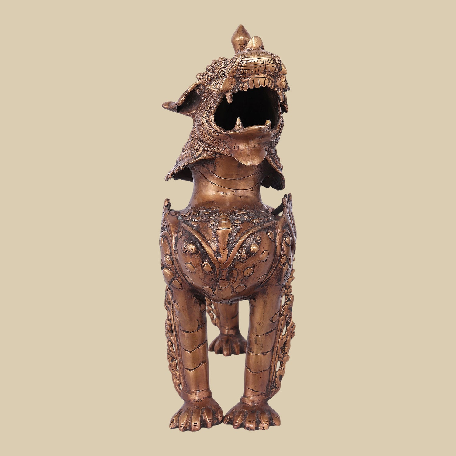 Regal Guardian Brass Lion Sculpture