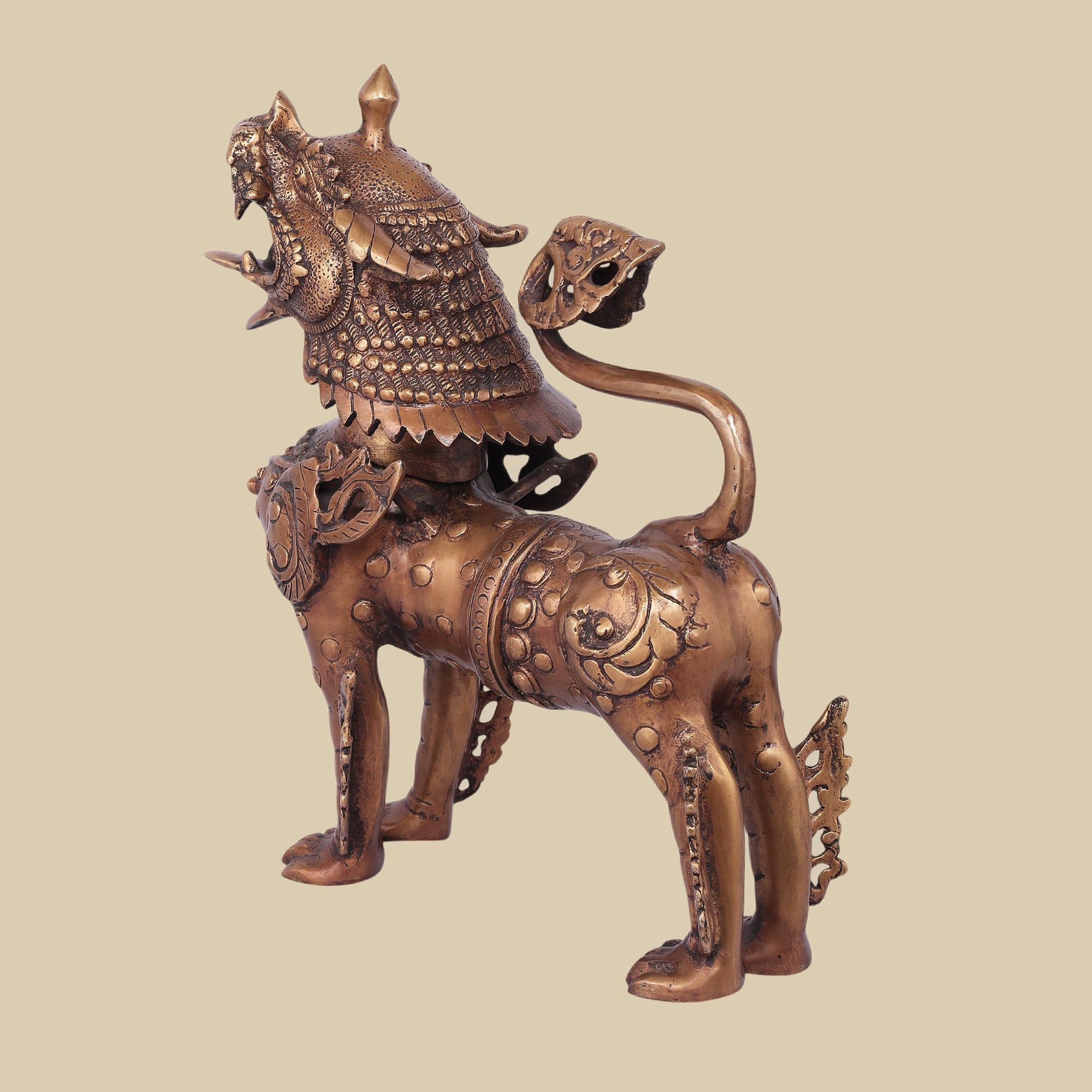 Regal Guardian Brass Lion Sculpture