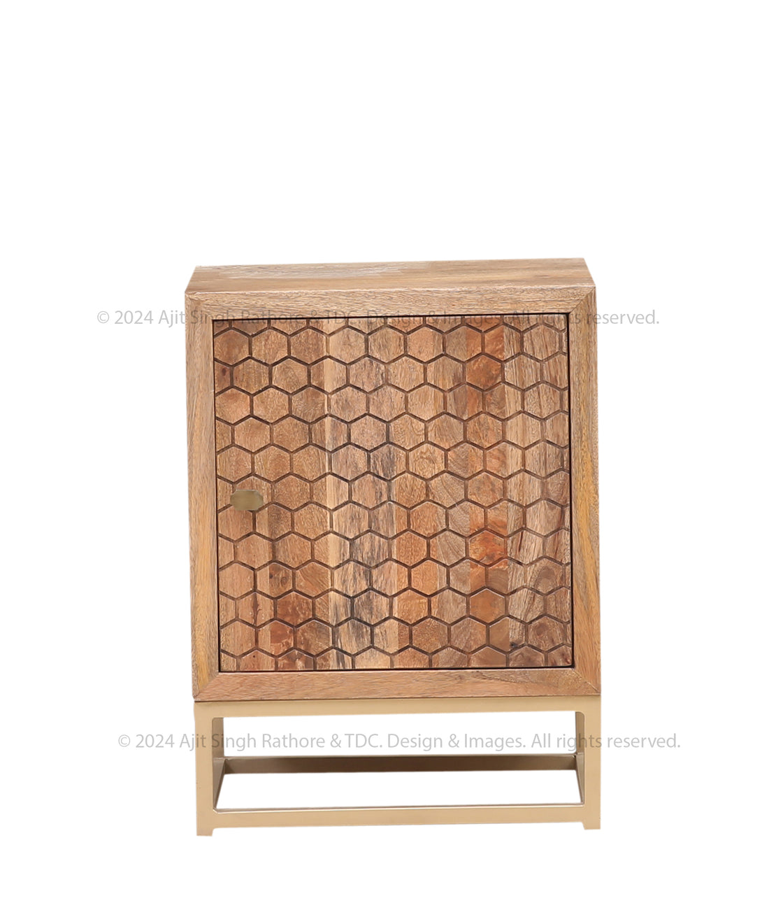 Plainfield Honeycomb Industrial Solid Wood End Table