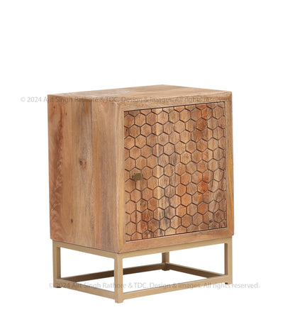 Plainfield Honeycomb Industrial Solid Wood End Table