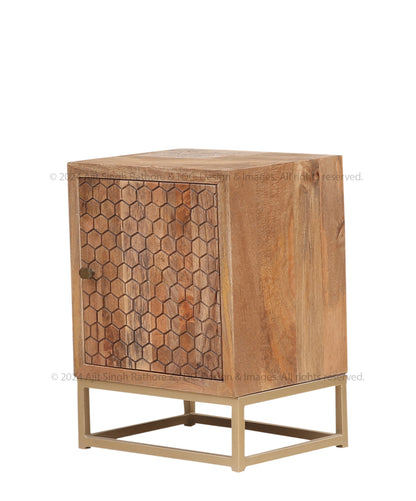 Plainfield Honeycomb Industrial Solid Wood End Table
