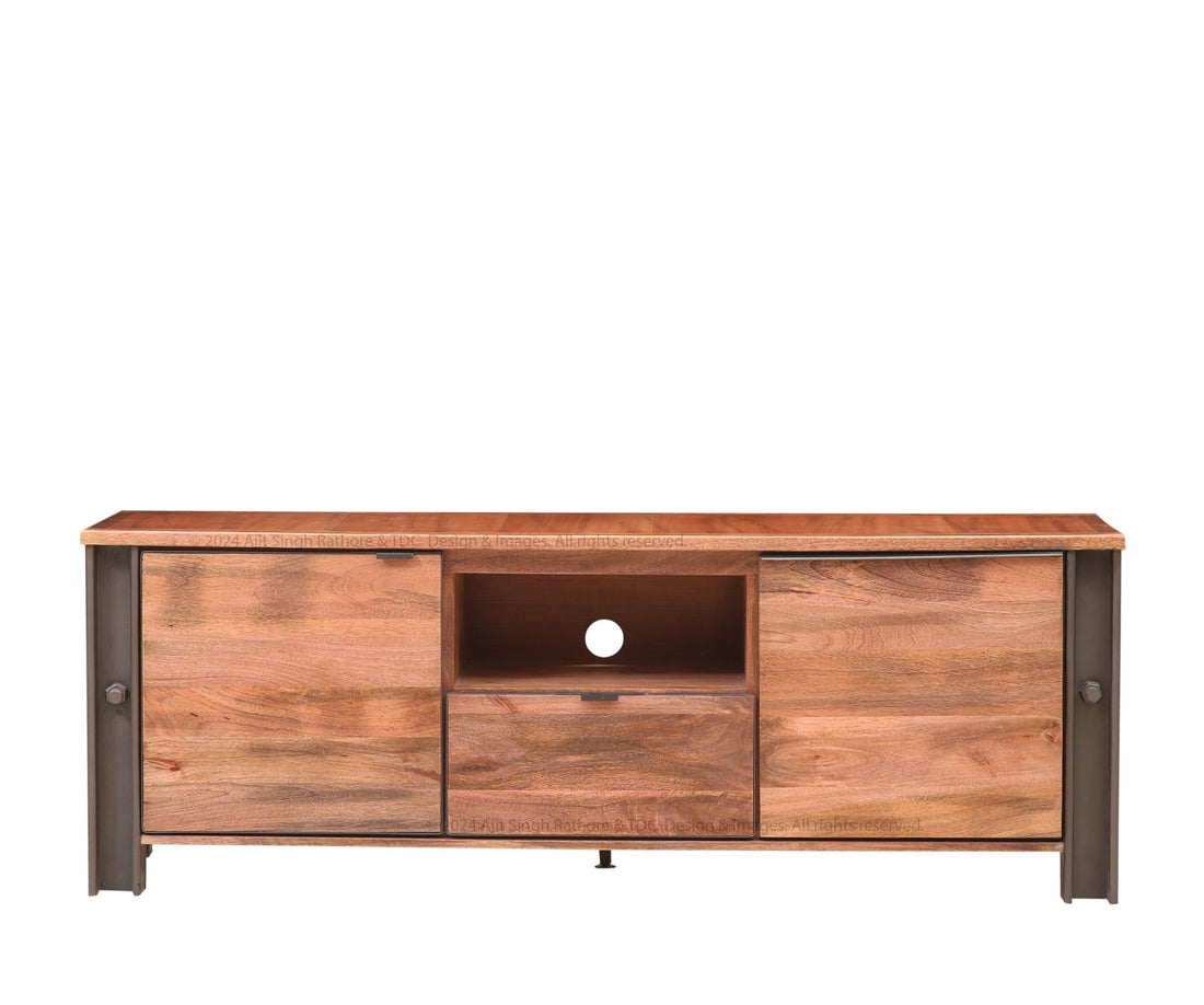 Montclair Solid Wood Industrial TV Stand Media Console