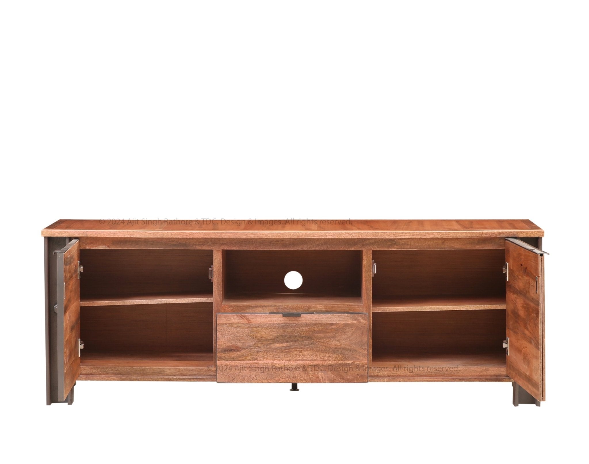 Montclair Solid Wood Industrial TV Stand Media Console