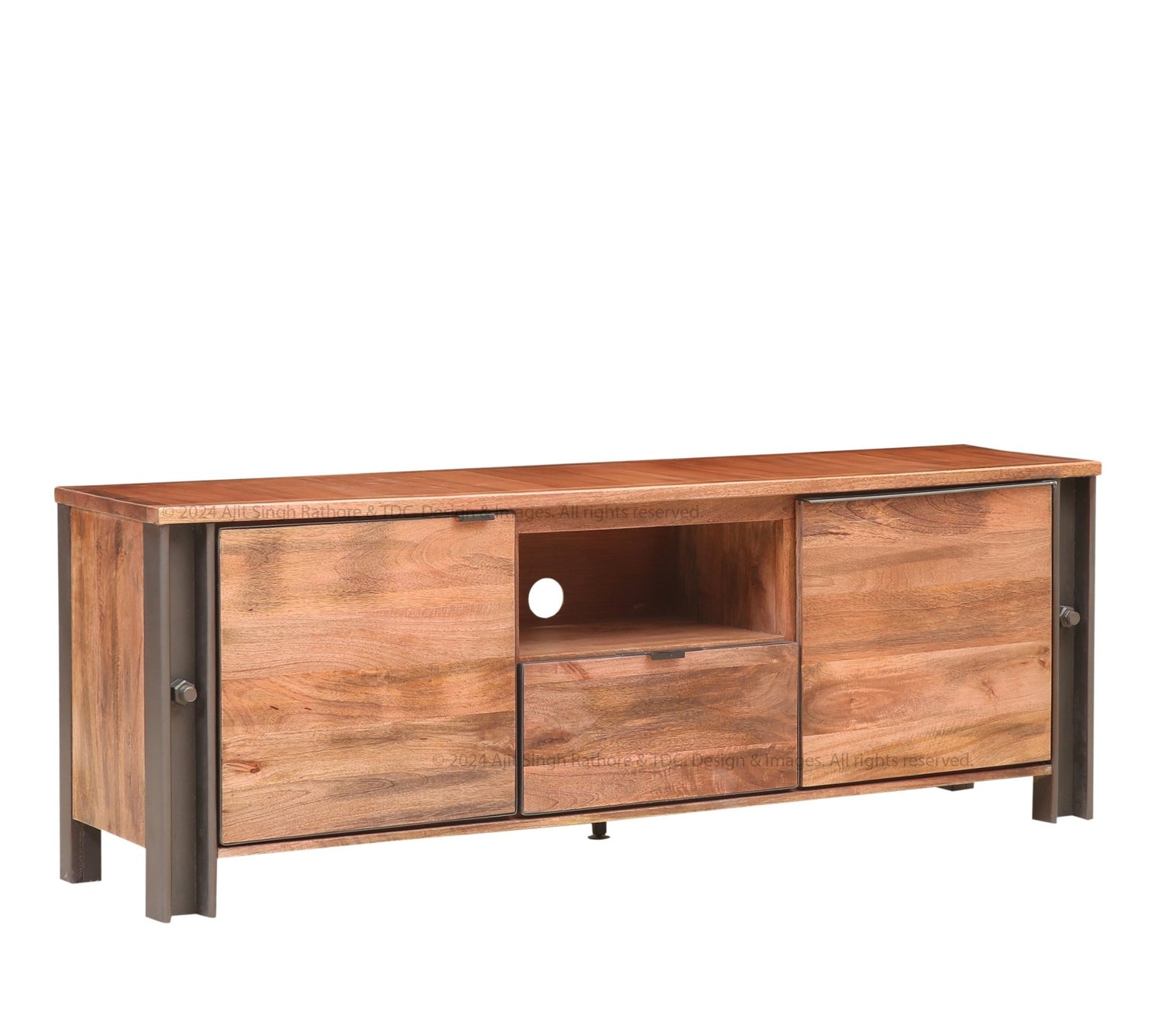 Montclair Solid Wood Industrial TV Stand Media Console