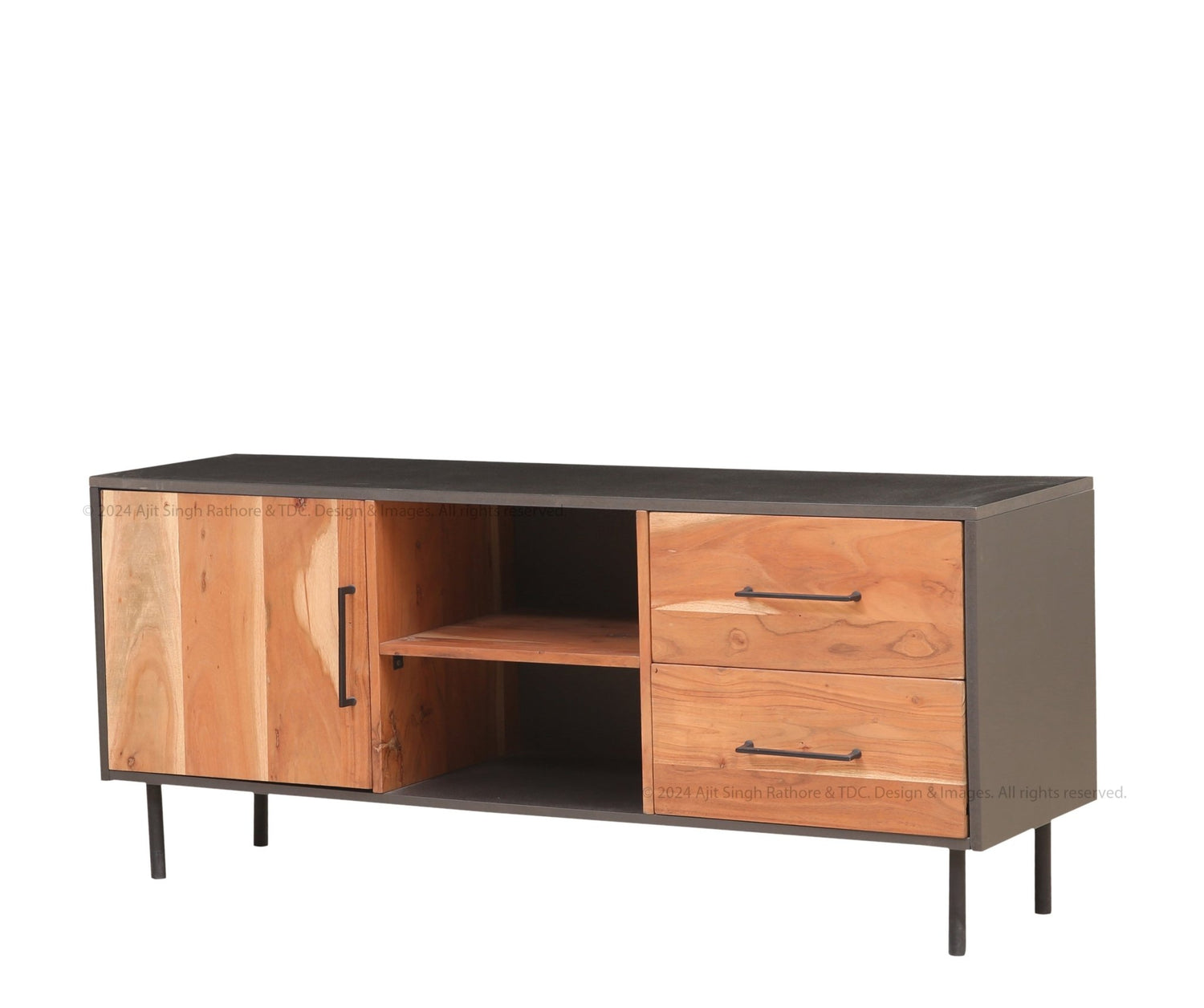 Industrial Charm Solid Wood TV Stand &amp; Media Console