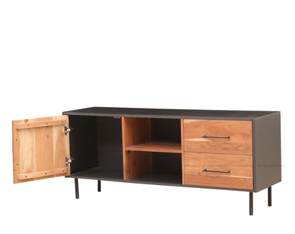 Industrial Charm Solid Wood TV Stand &amp; Media Console