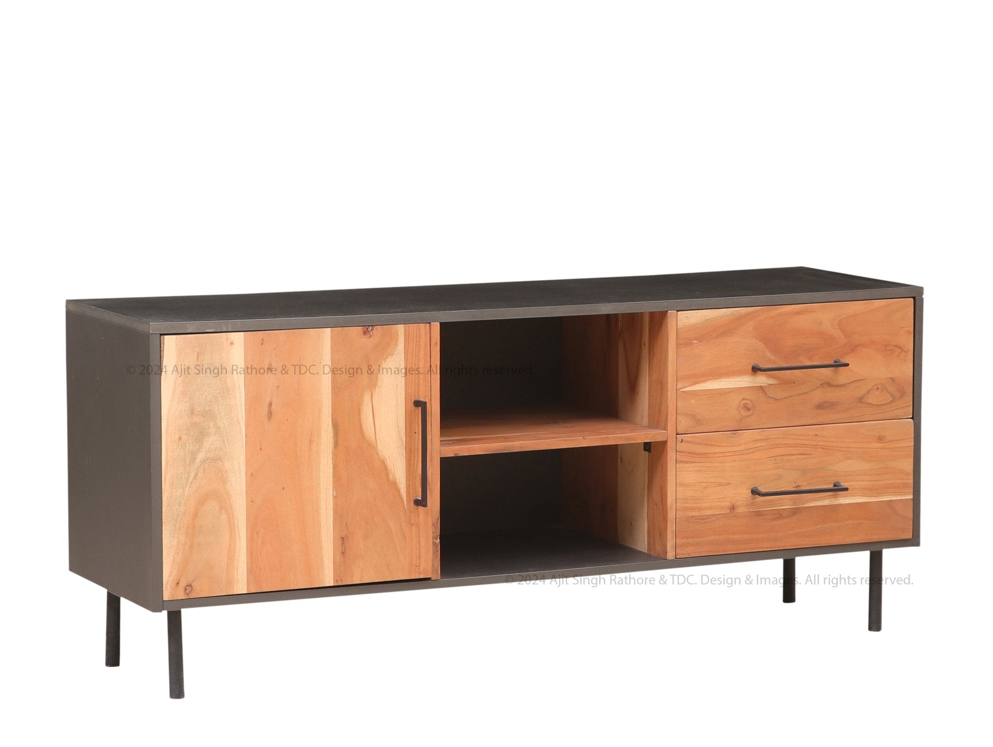 Industrial Charm Solid Wood TV Stand &amp; Media Console