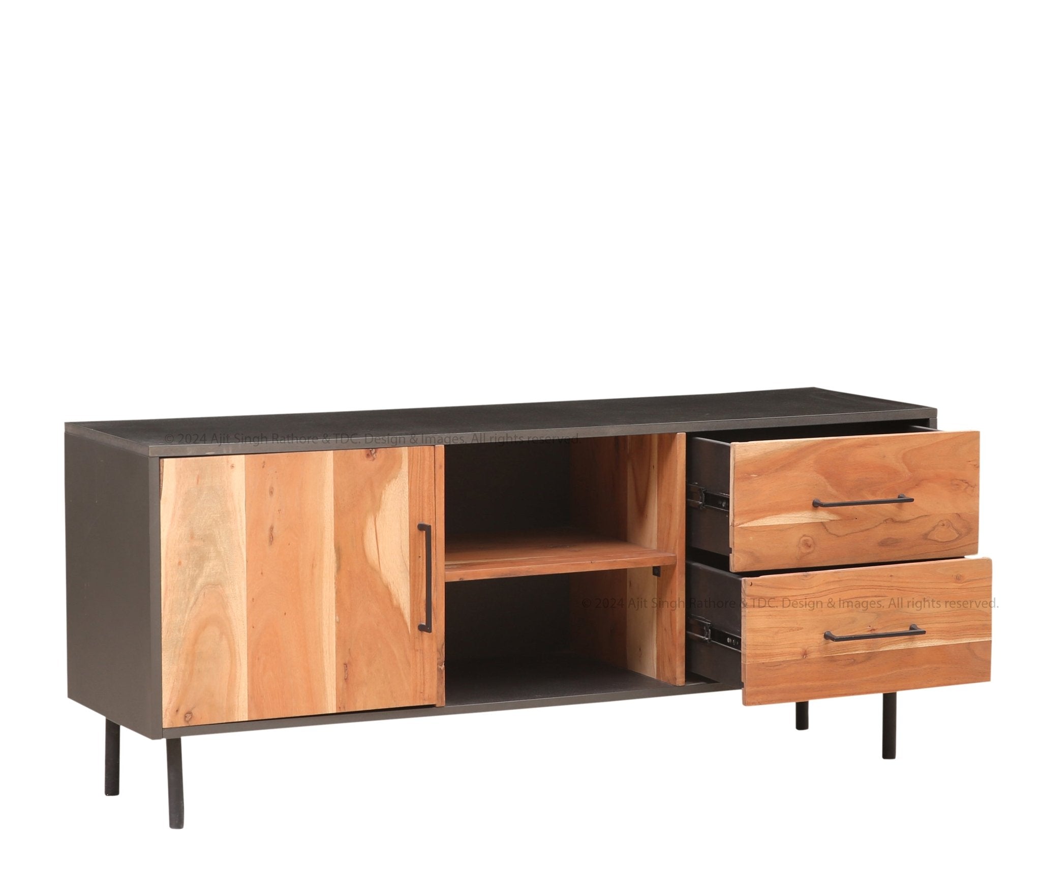 Industrial Charm Solid Wood TV Stand &amp; Media Console