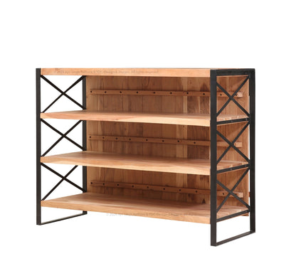 Houston Industrial Rustic Bar Cabinet – Solid Wood &amp; Metal Frame