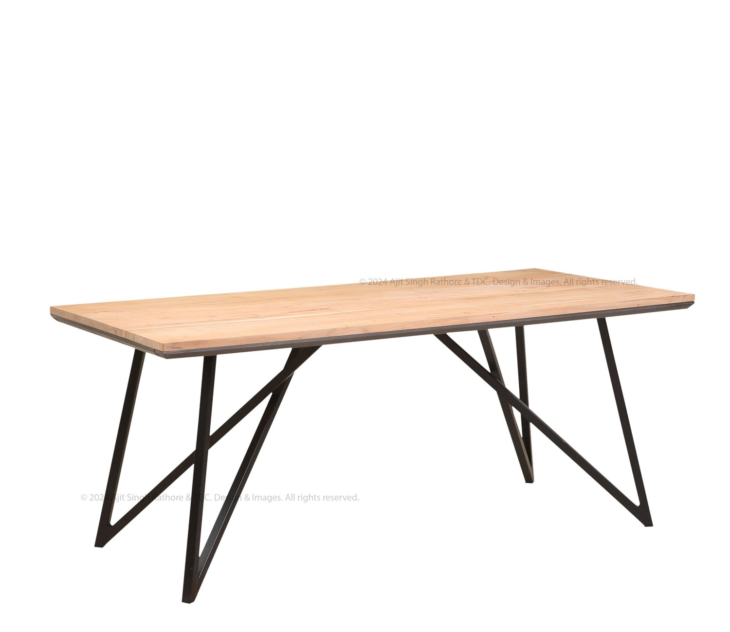 North Hempstead - Solid Wood Dining Table with Wrought Iron Base