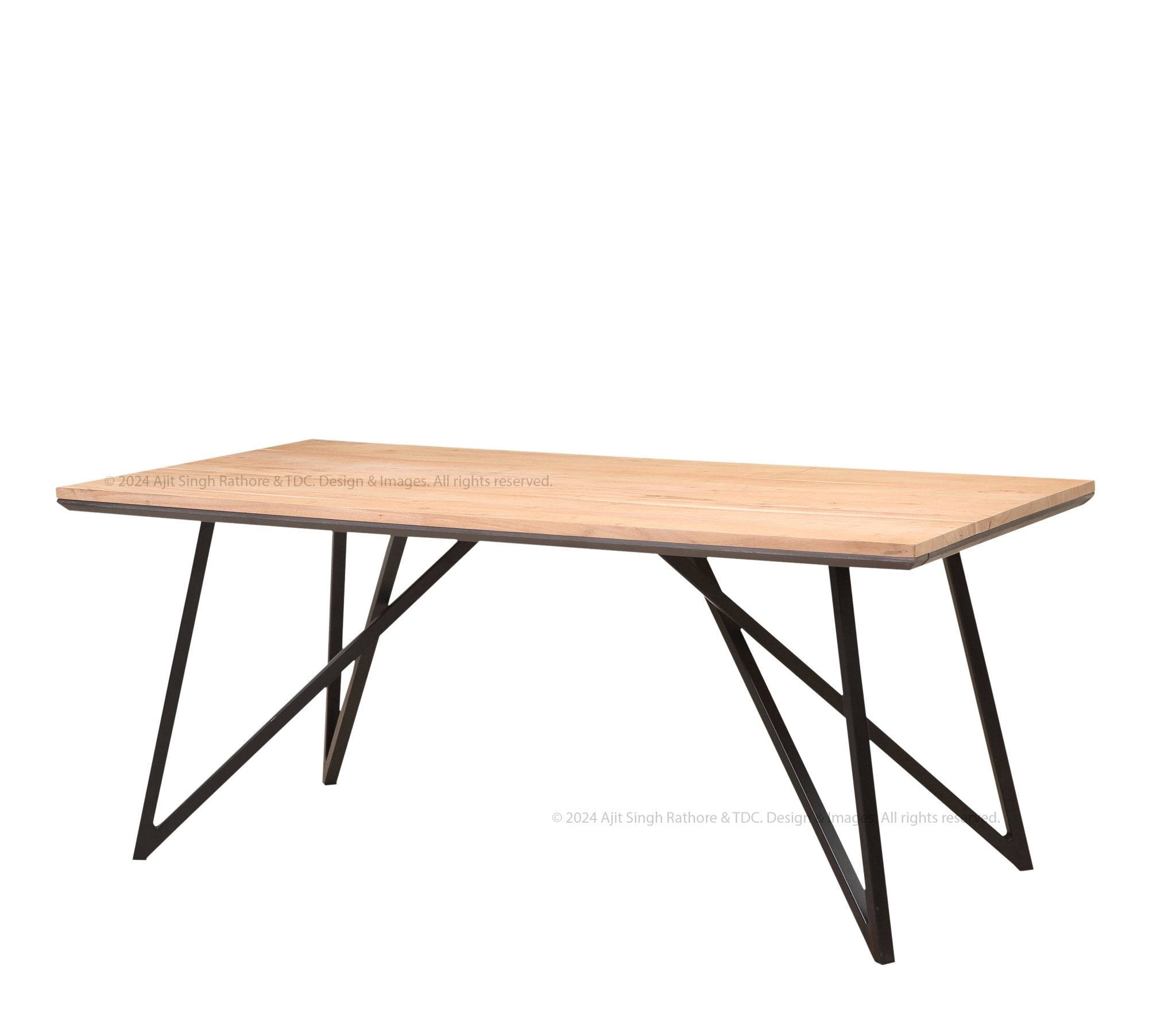 North Hempstead - Solid Wood Dining Table with Wrought Iron Base