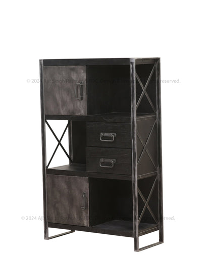 Weehawken Solid Wood Bookcase with Stainless Steel Frame