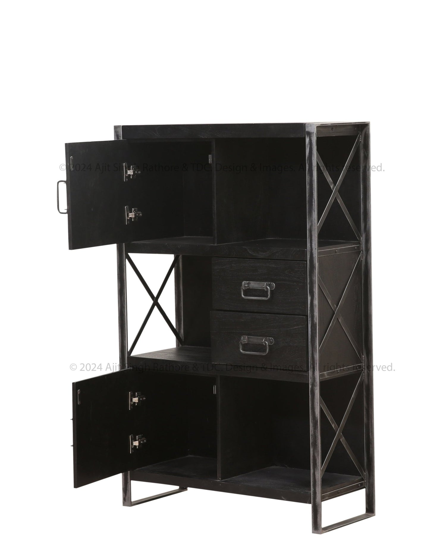 Weehawken Solid Wood Bookcase with Stainless Steel Frame