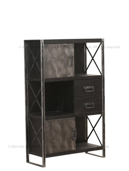 Weehawken Solid Wood Bookcase with Stainless Steel Frame