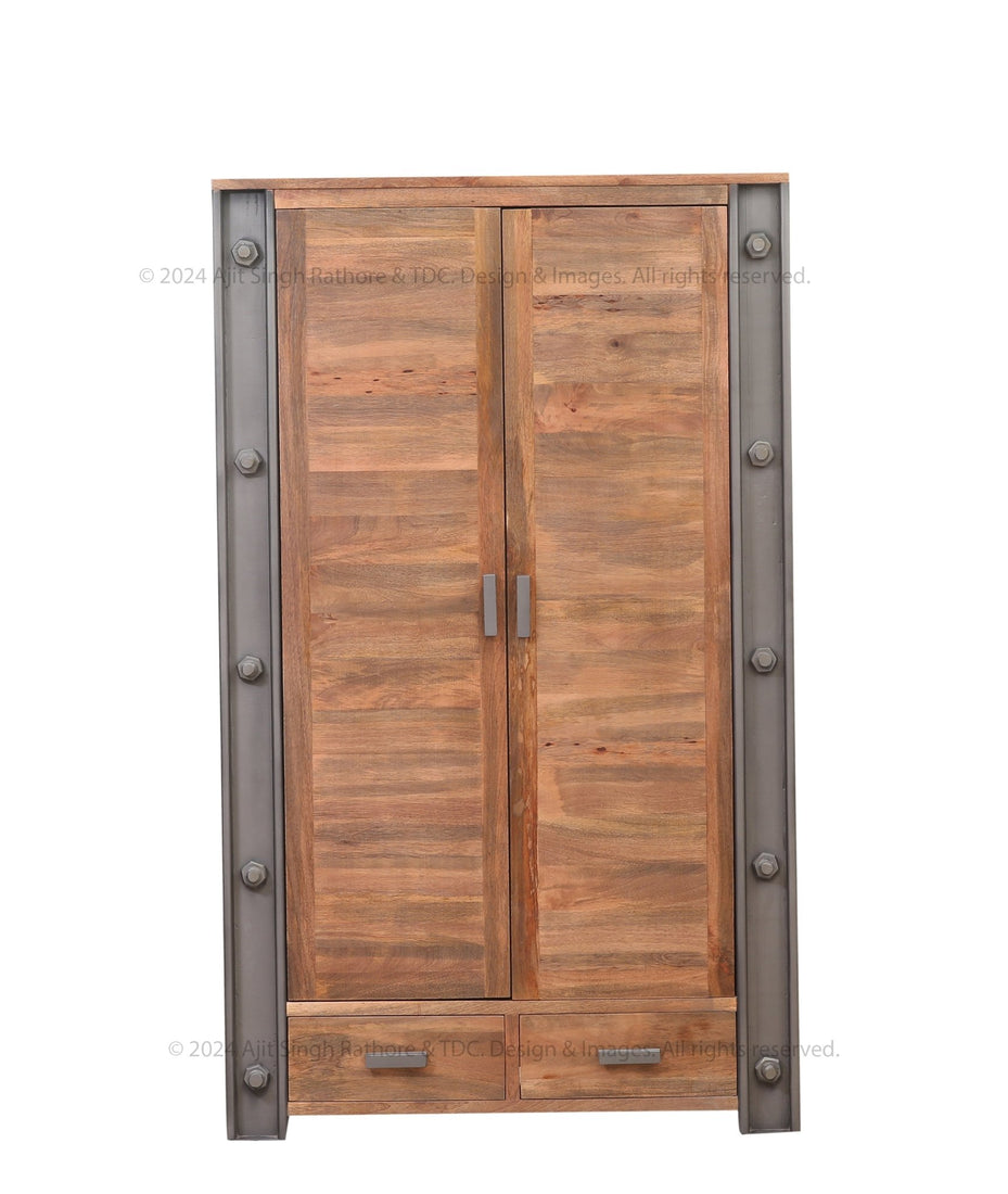 Montclair Industrial Rustic Solid Wood Armoire Wardrobe