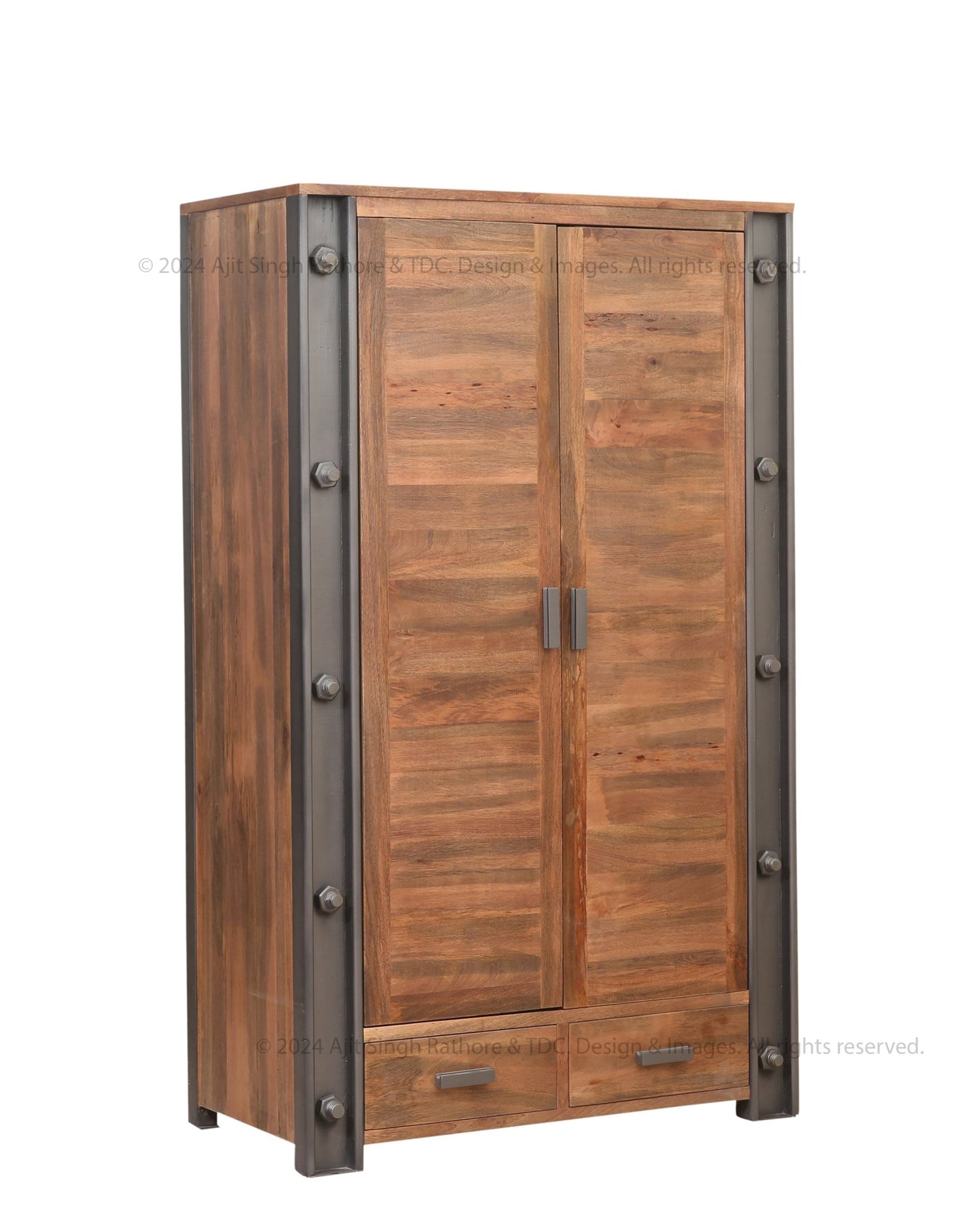 Montclair Industrial Rustic Solid Wood Armoire Wardrobe