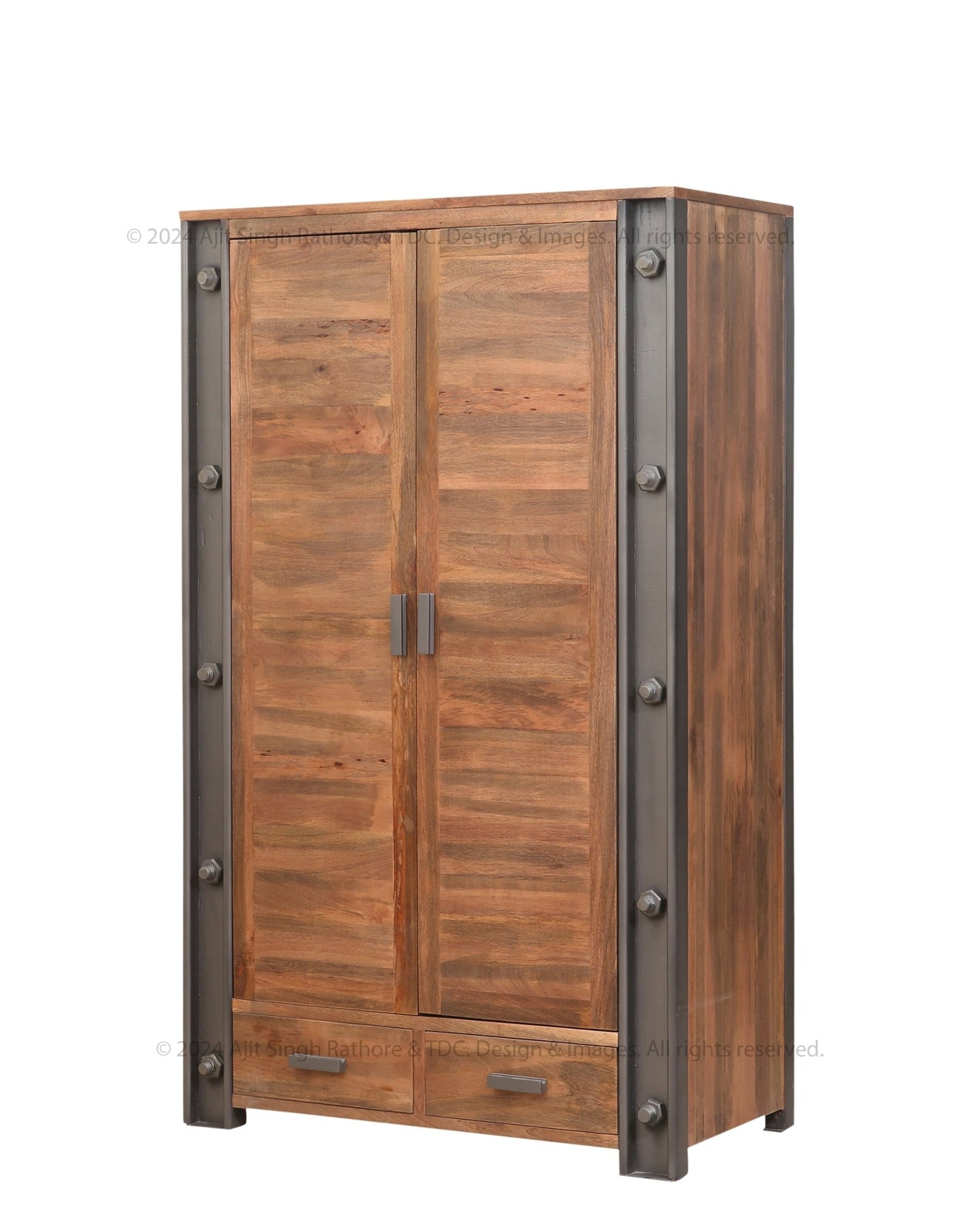 Montclair Industrial Rustic Solid Wood Armoire Wardrobe