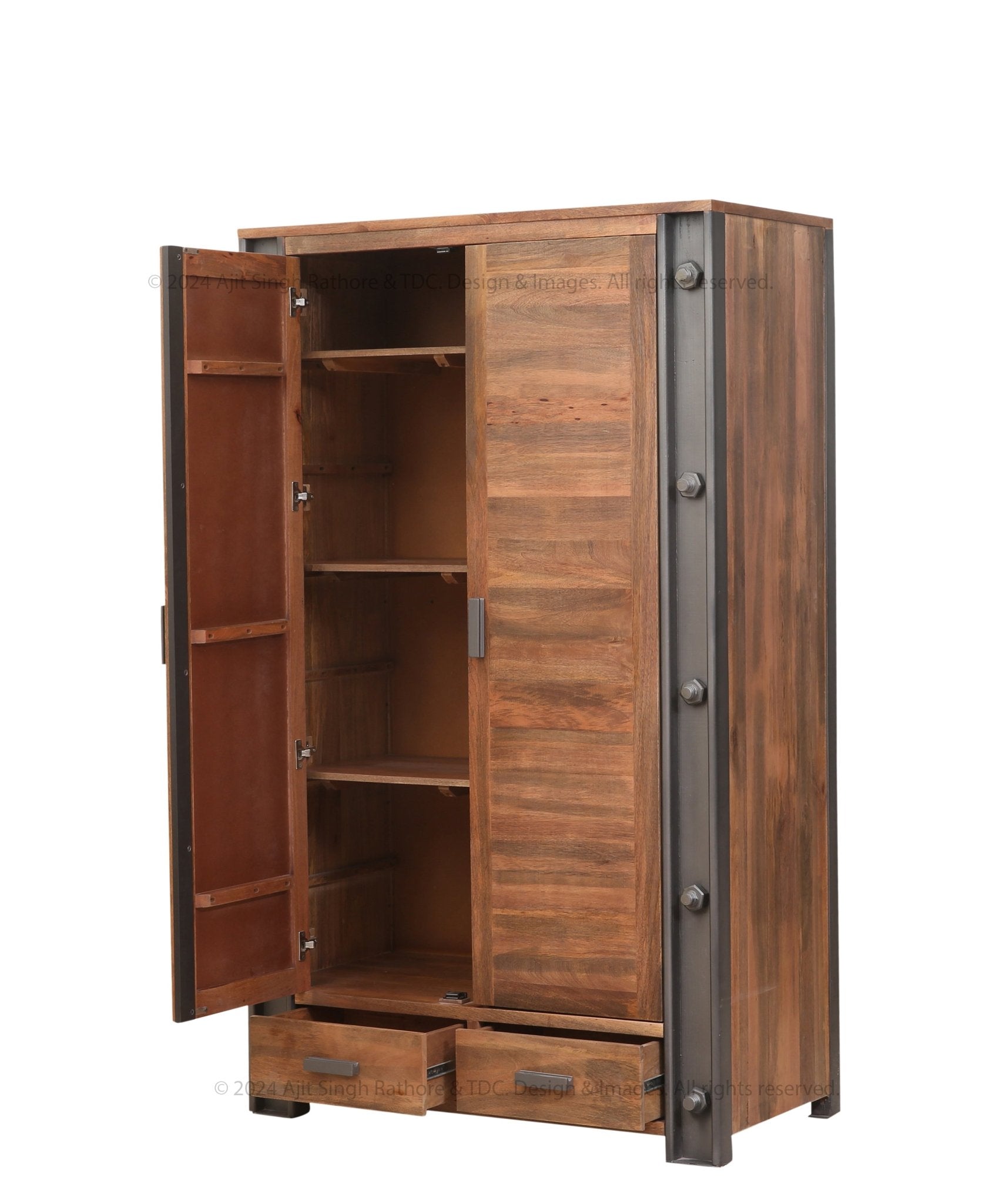 Montclair Industrial Rustic Solid Wood Armoire Wardrobe