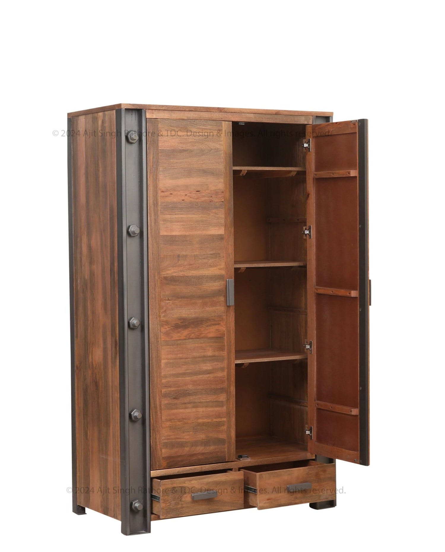 Montclair Industrial Rustic Solid Wood Armoire Wardrobe