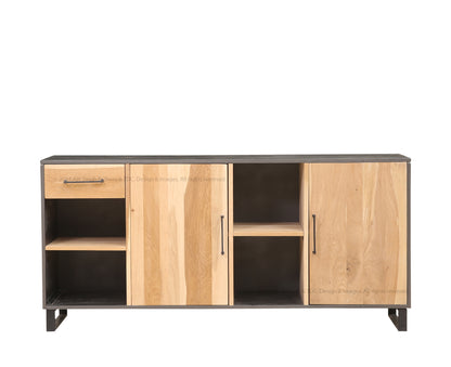 Rustic Industrial Solid Wood and Metal Sideboard Modern Storage Cabinet