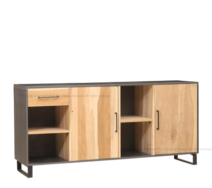 Rustic Industrial Solid Wood and Metal Sideboard Modern Storage Cabinet