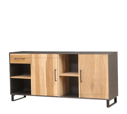 Rustic Industrial Solid Wood and Metal Sideboard Modern Storage Cabinet