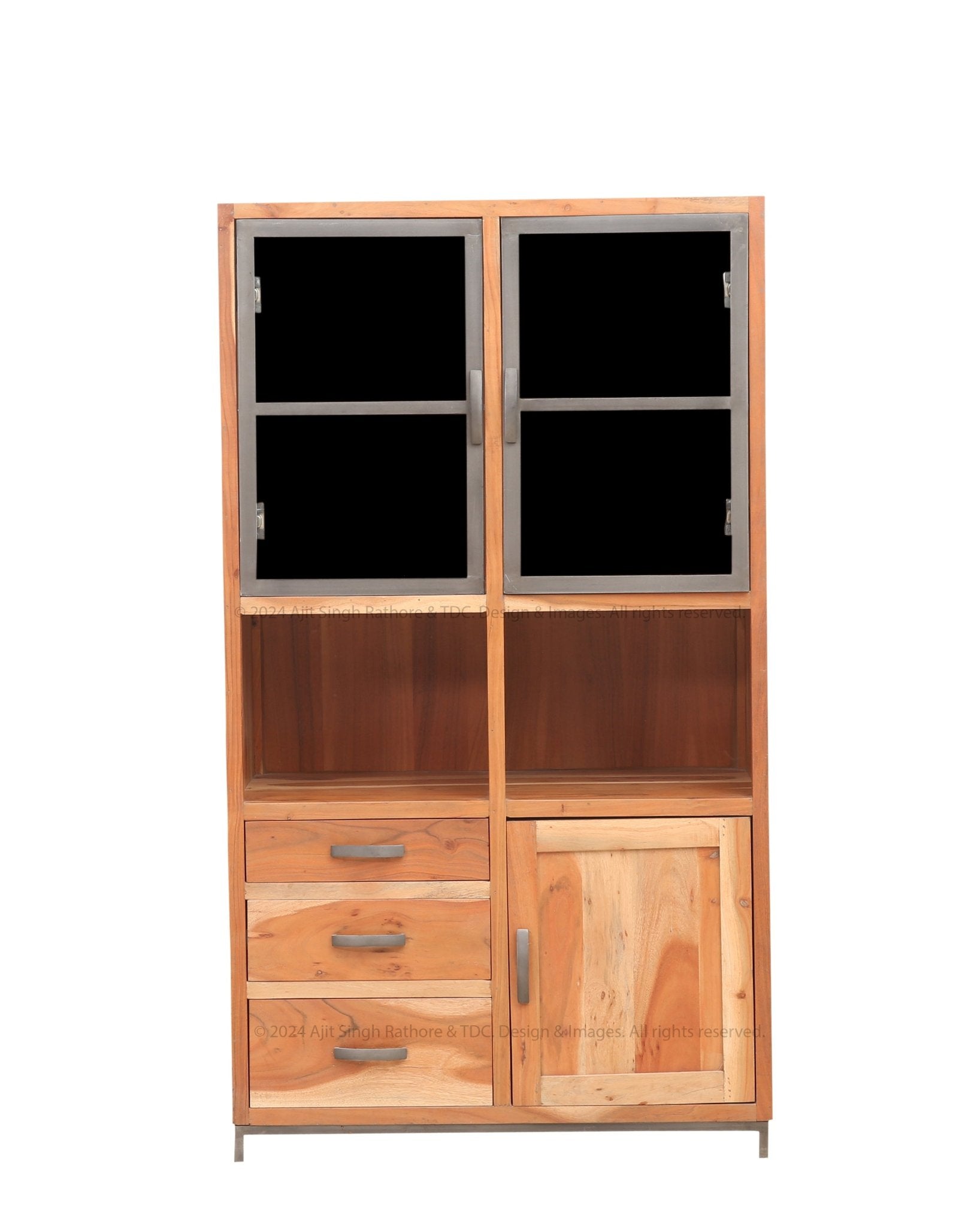 Trenton Industrial Solid Wood China Cabinet Hutch