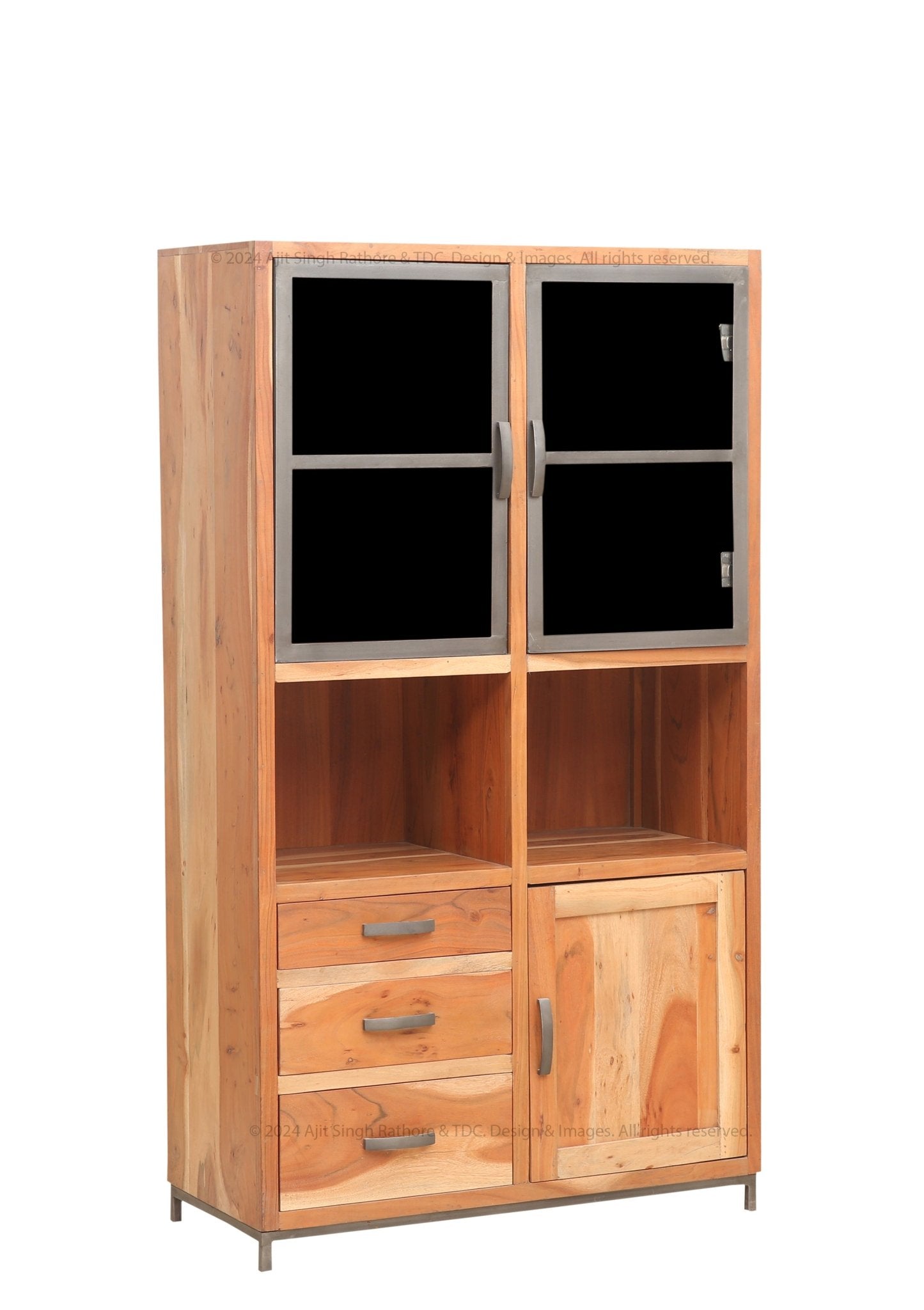 Trenton Industrial Solid Wood China Cabinet Hutch