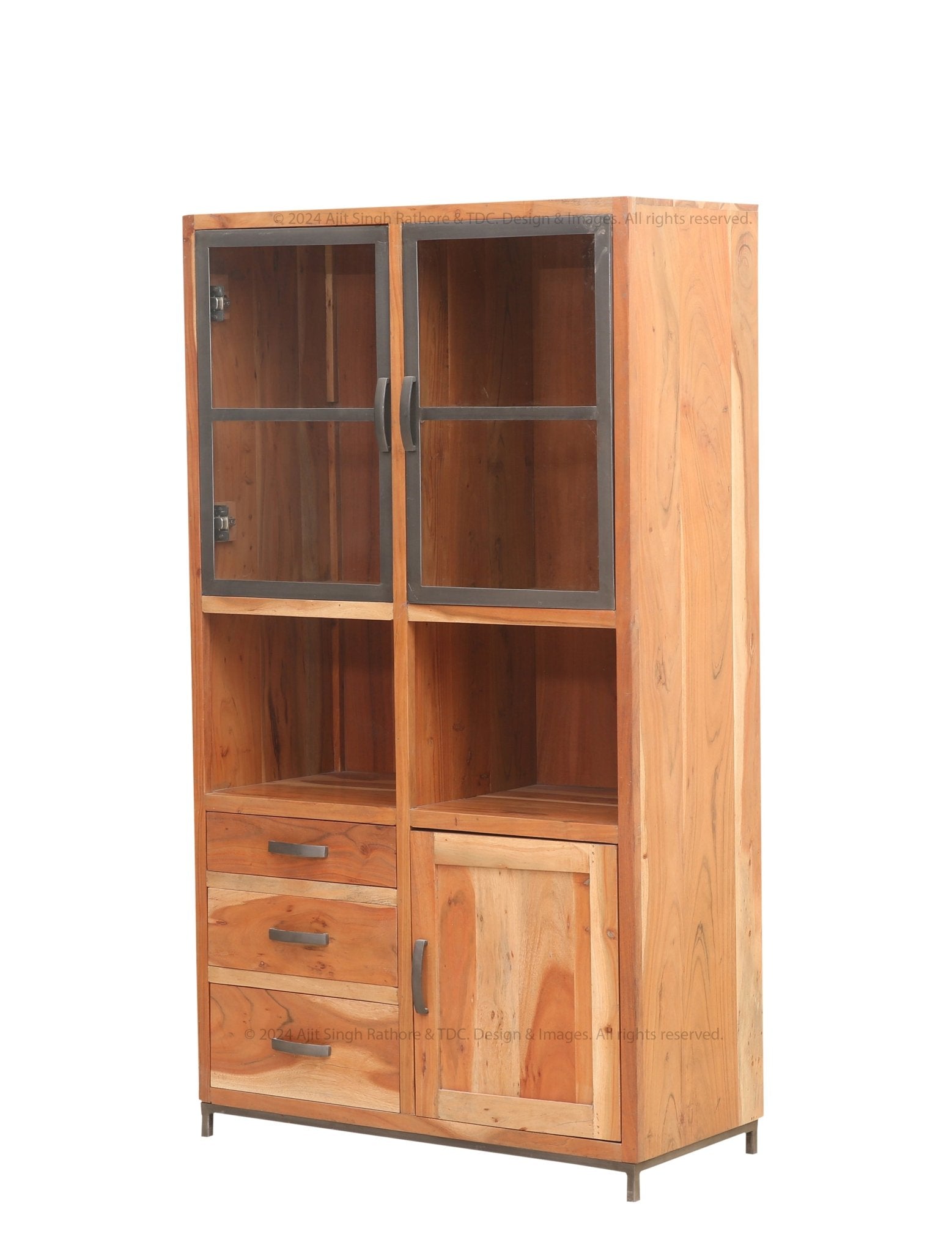 Trenton Industrial Solid Wood China Cabinet Hutch