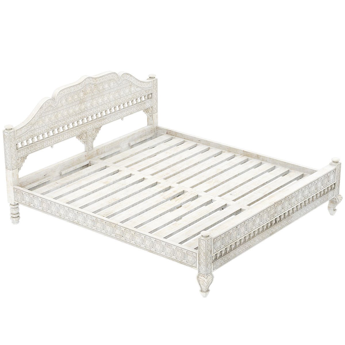 Maui Solid Wood Platform Bed With Moroccan Style Headboard