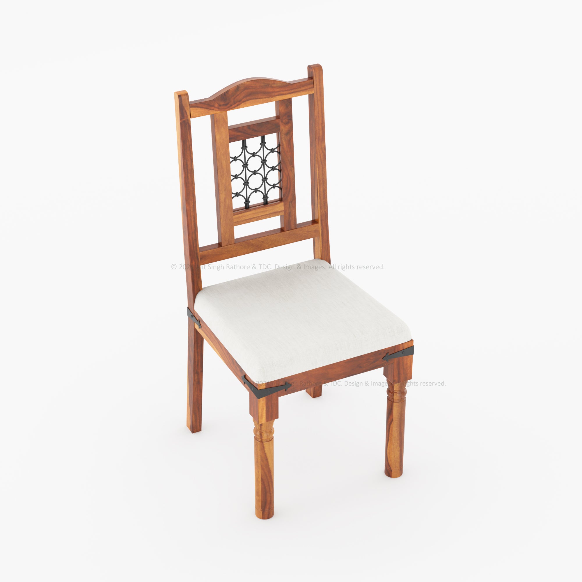 Naples Iron-Grid Solid Wood Dining Chair