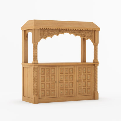 Monterey Hand-Carved Solid Wood Wine Bar Sideboard Cabinet