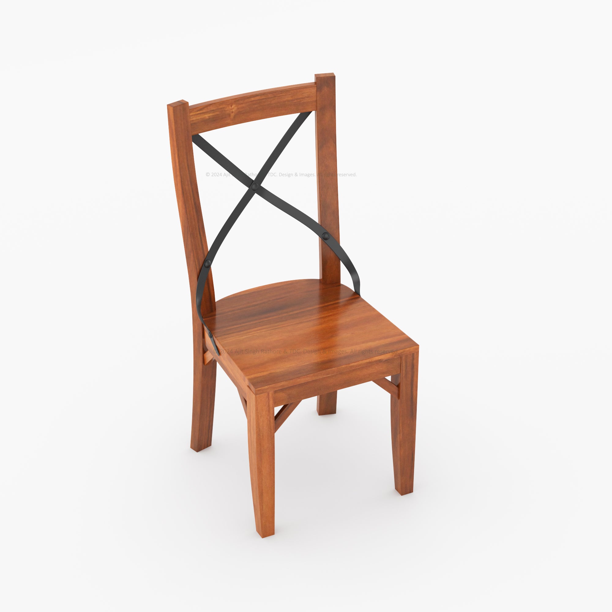 Troy Solid Wood Dining Chair with Iron Back Support