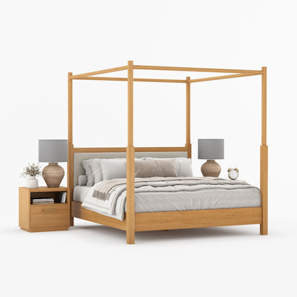 Hartsville Upholstered Solid Wood Canopy Bed
