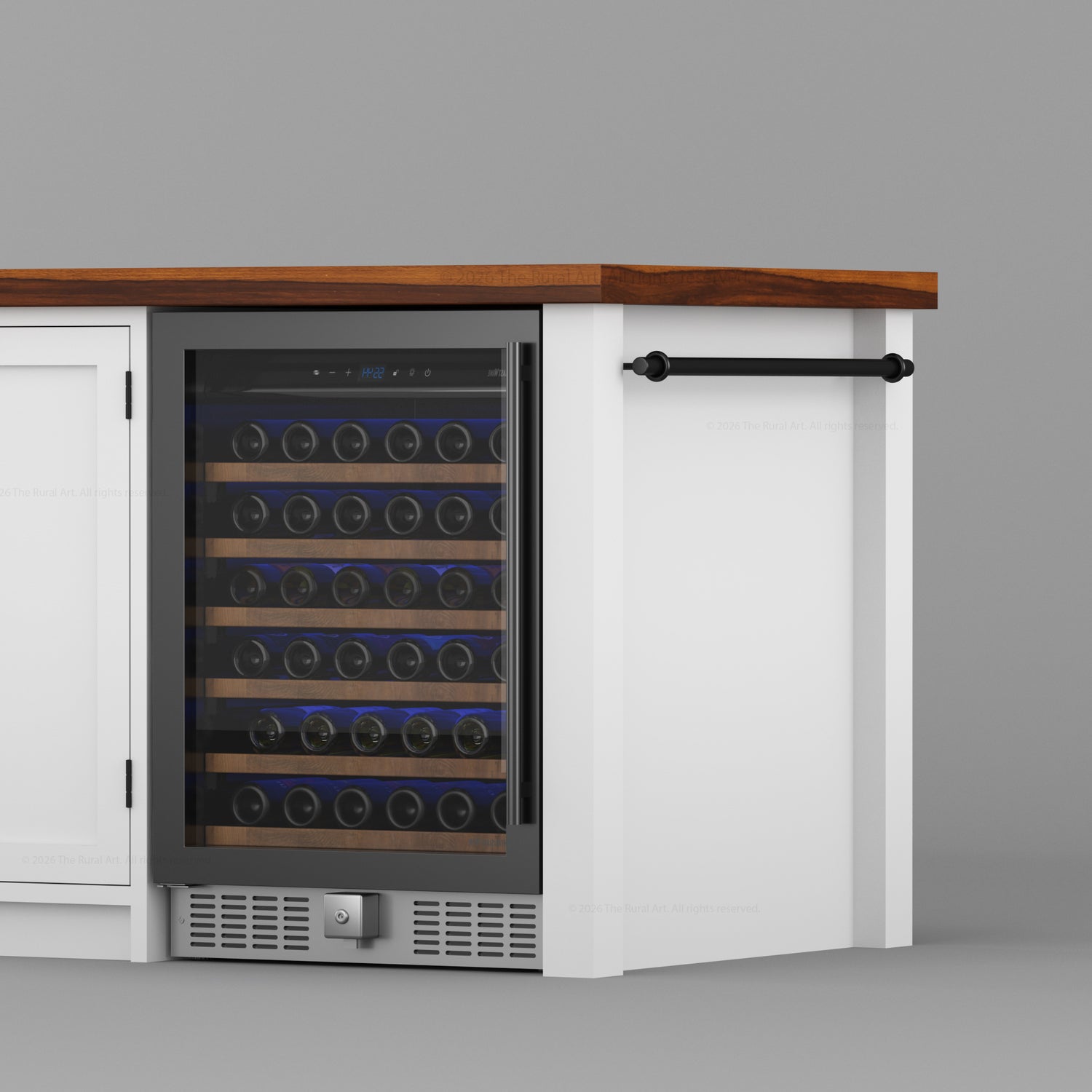 Danville Solid Wood Kitchen Island with Built-In Wine Cooler &amp; Storage Cabinets