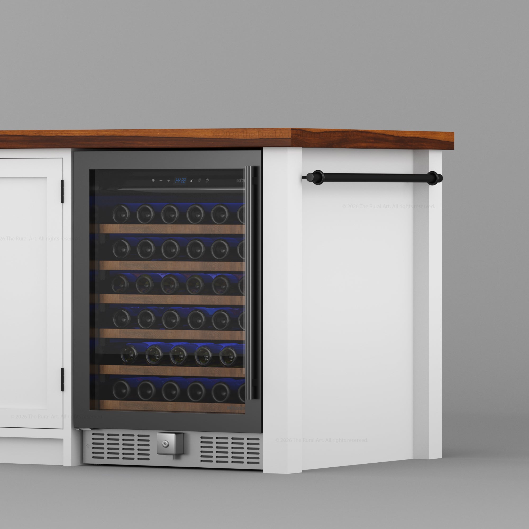 Danville Solid Wood Kitchen Island with Built-In Wine Cooler &amp; Storage Cabinets