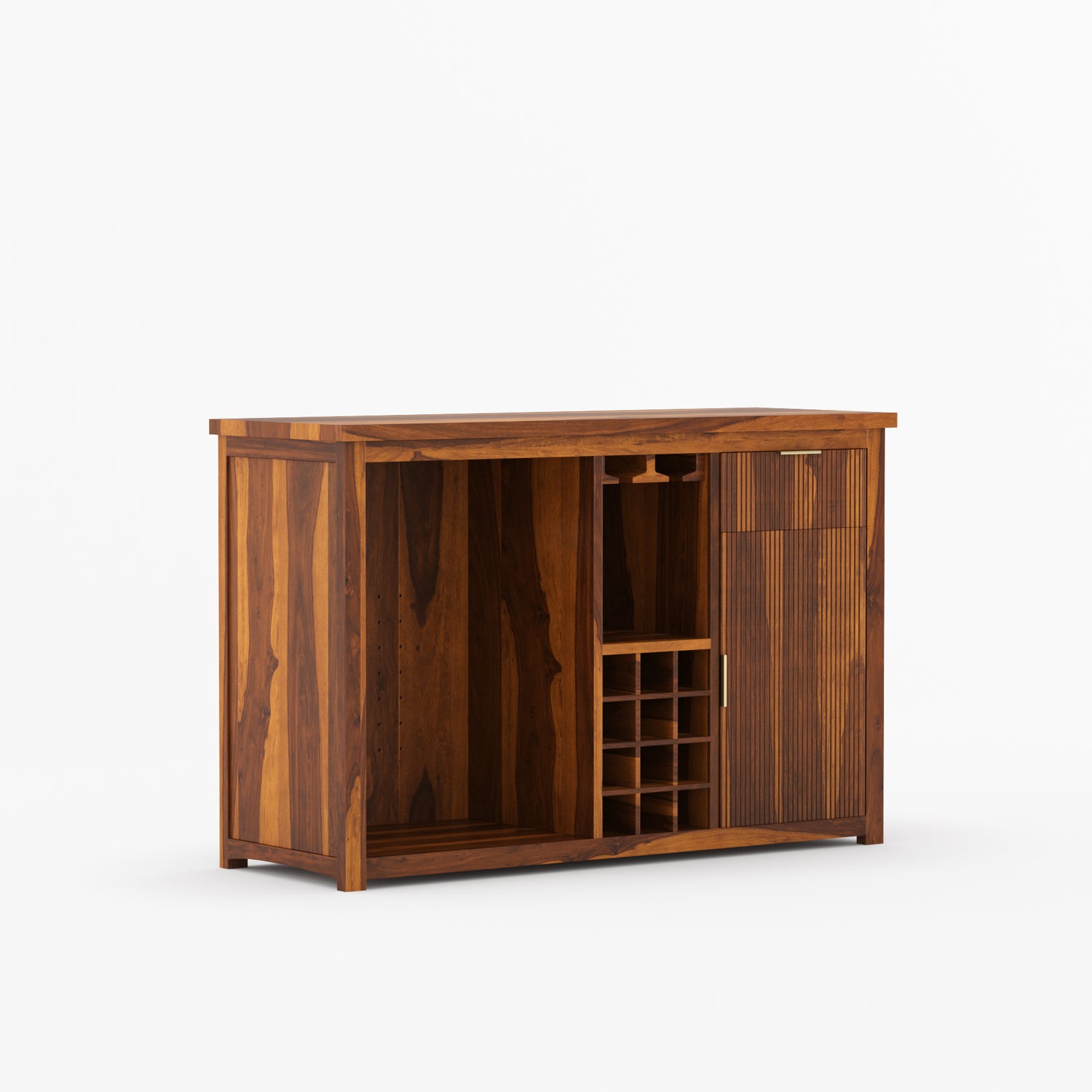 Sonoma Modern Black Bar Cabinet with Mini Fridge Space