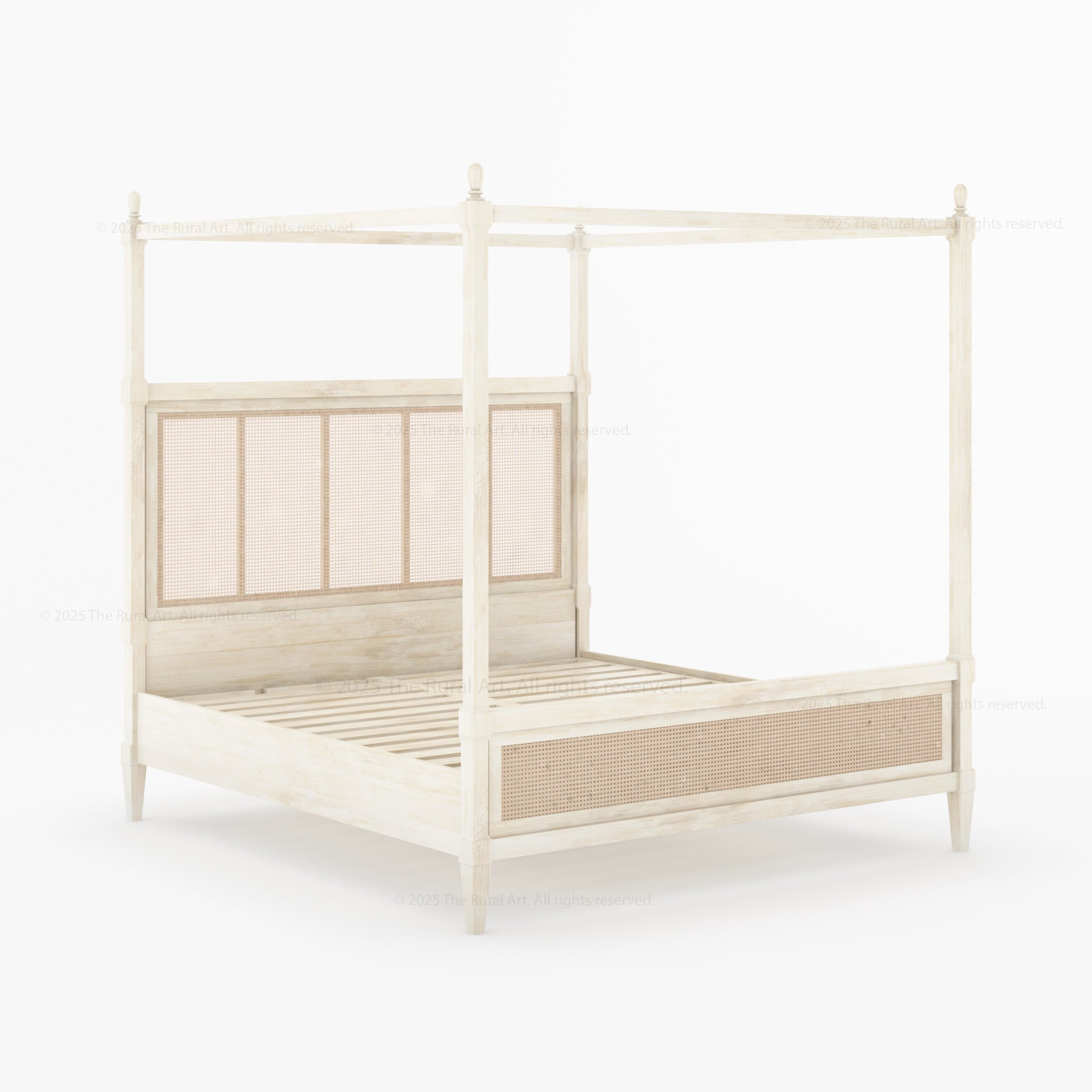 Hayward Solid Wood Four Poster Canopy Bed with Cane Headboard