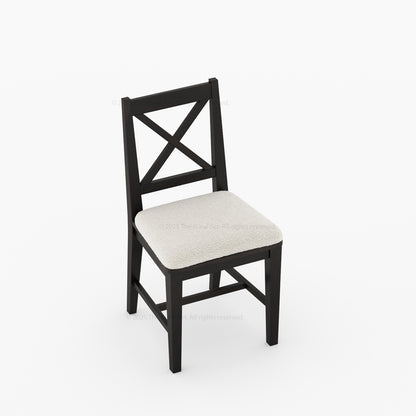 Sherman Solid Wood Dining Chair | X-Back Design with Upholstered Seat
