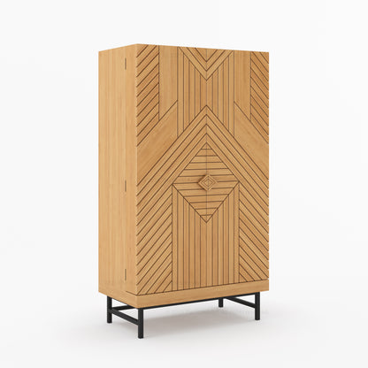 Charleston Rustic Modern Tall Bar Cabinet With Wine Storage
