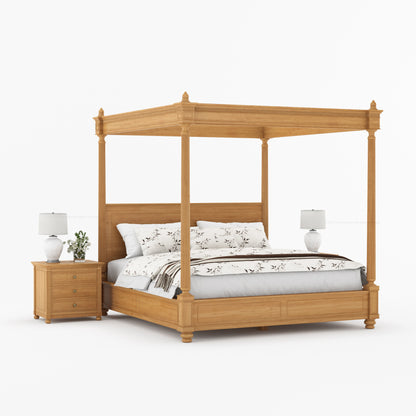 Kingman Grand Solid Wood Canopy Bed with Fluted Column Details