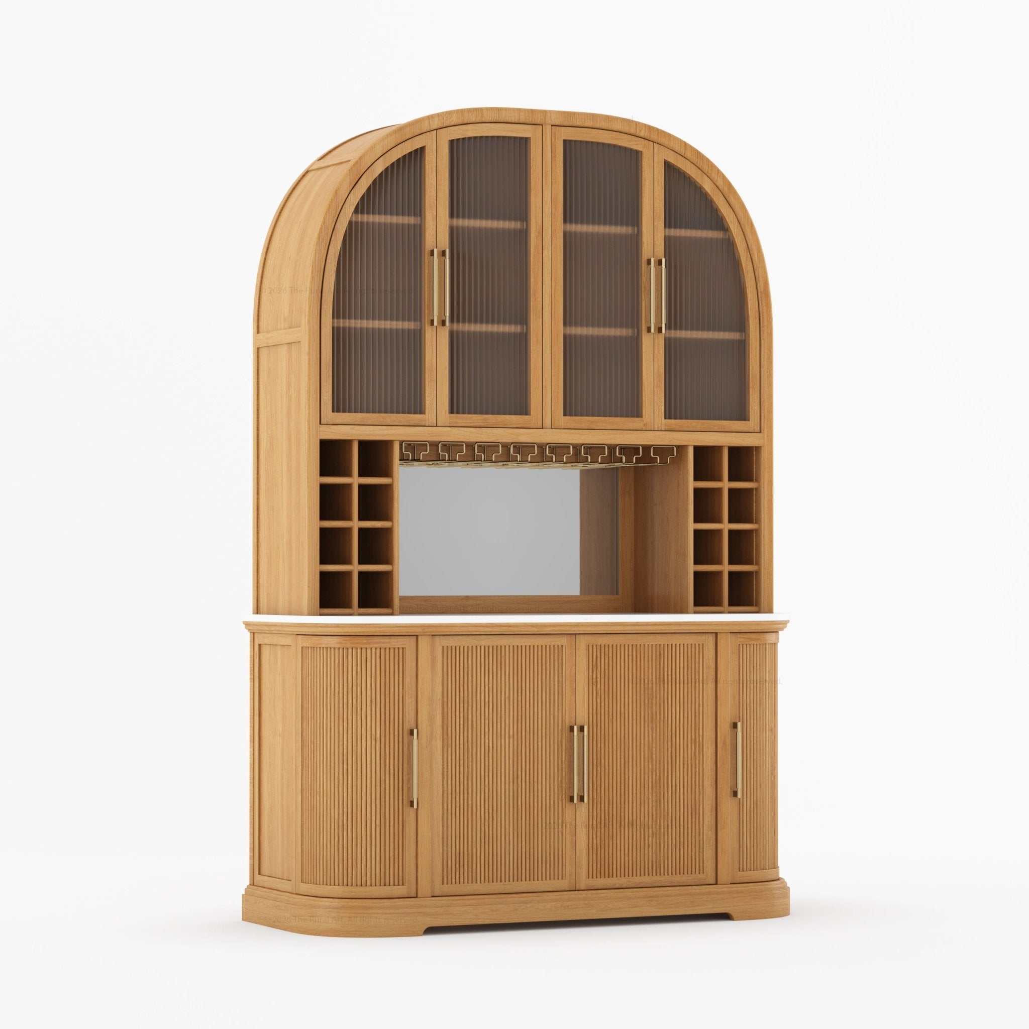 Tuscany Arched Wine Bar Cabinet with Makrana Marble