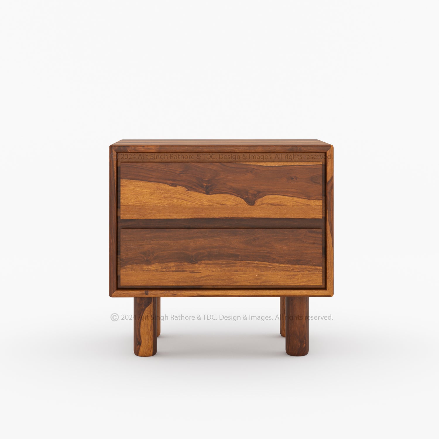 Carmel Premium Solid Indian Rosewood Nightstand With 2 Drawers