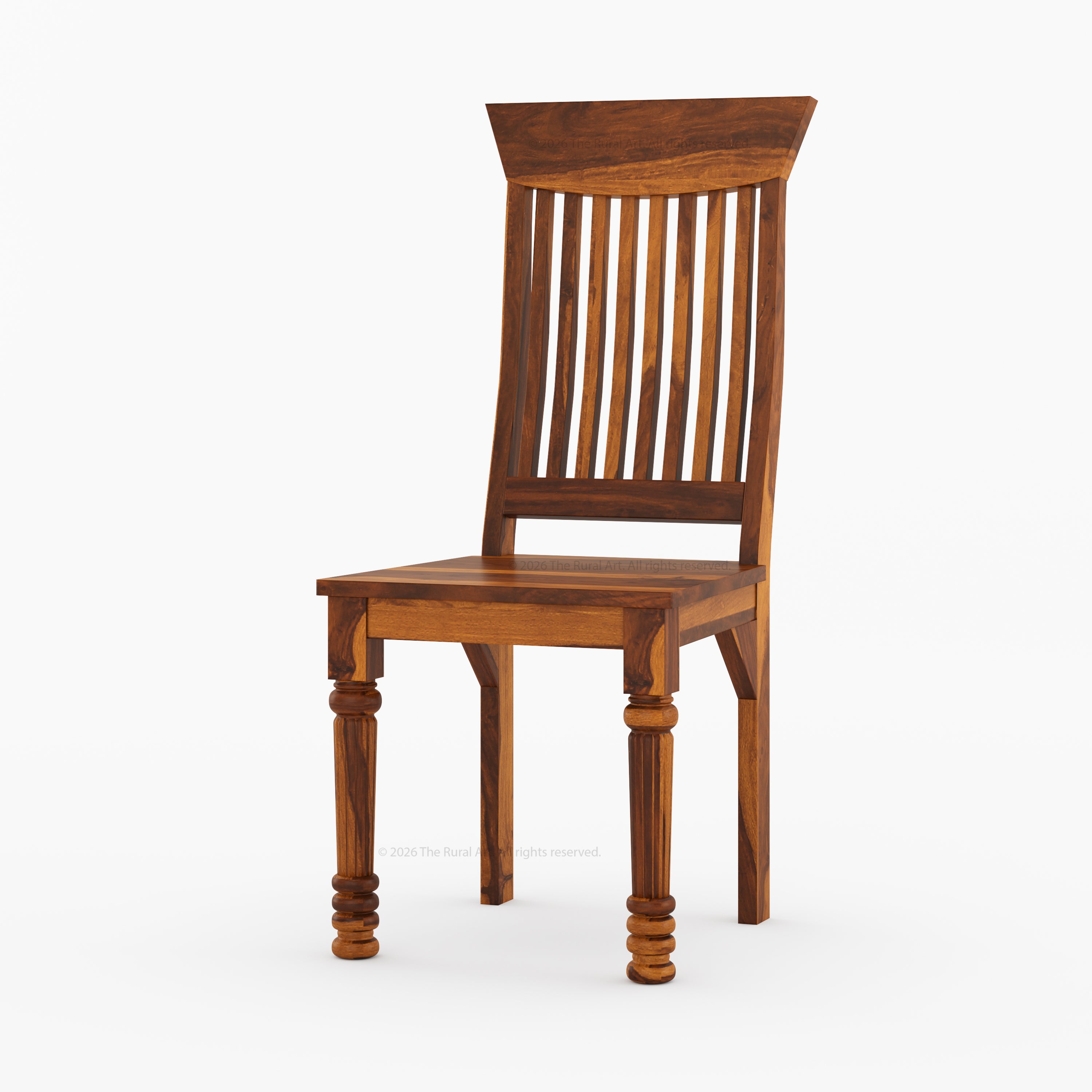 Indiana Solid Wood Slat Back Dining Chair with Turned Fluted Legs